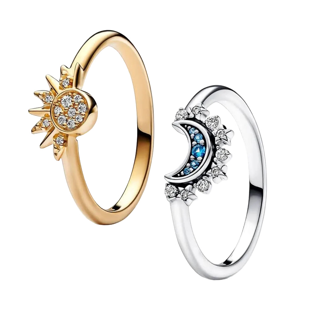 Dames Zilveren Ring Maan en Zonontwerp voor Tijdloze Stijl 3