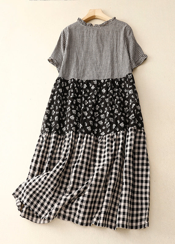 Dames Zomerjurk Ruches en Patchwork voor Casual en Speciale Gelegenheden 1