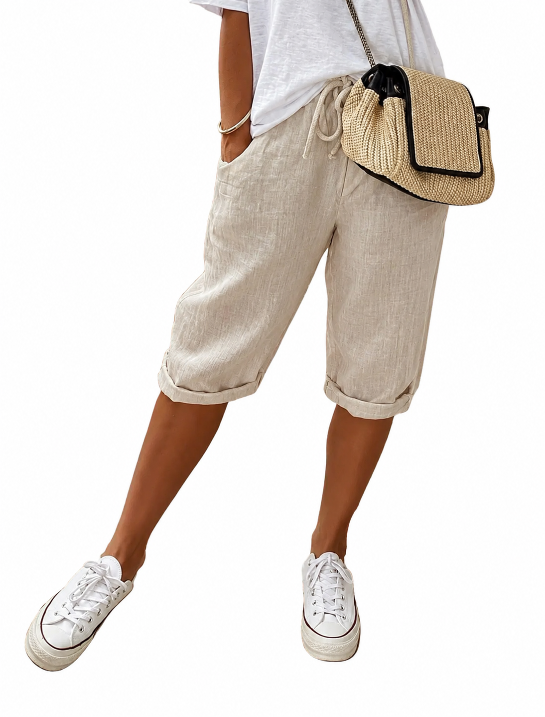 Damesbroek in linnenlook, elegante zomerstijl, linnenmix 0