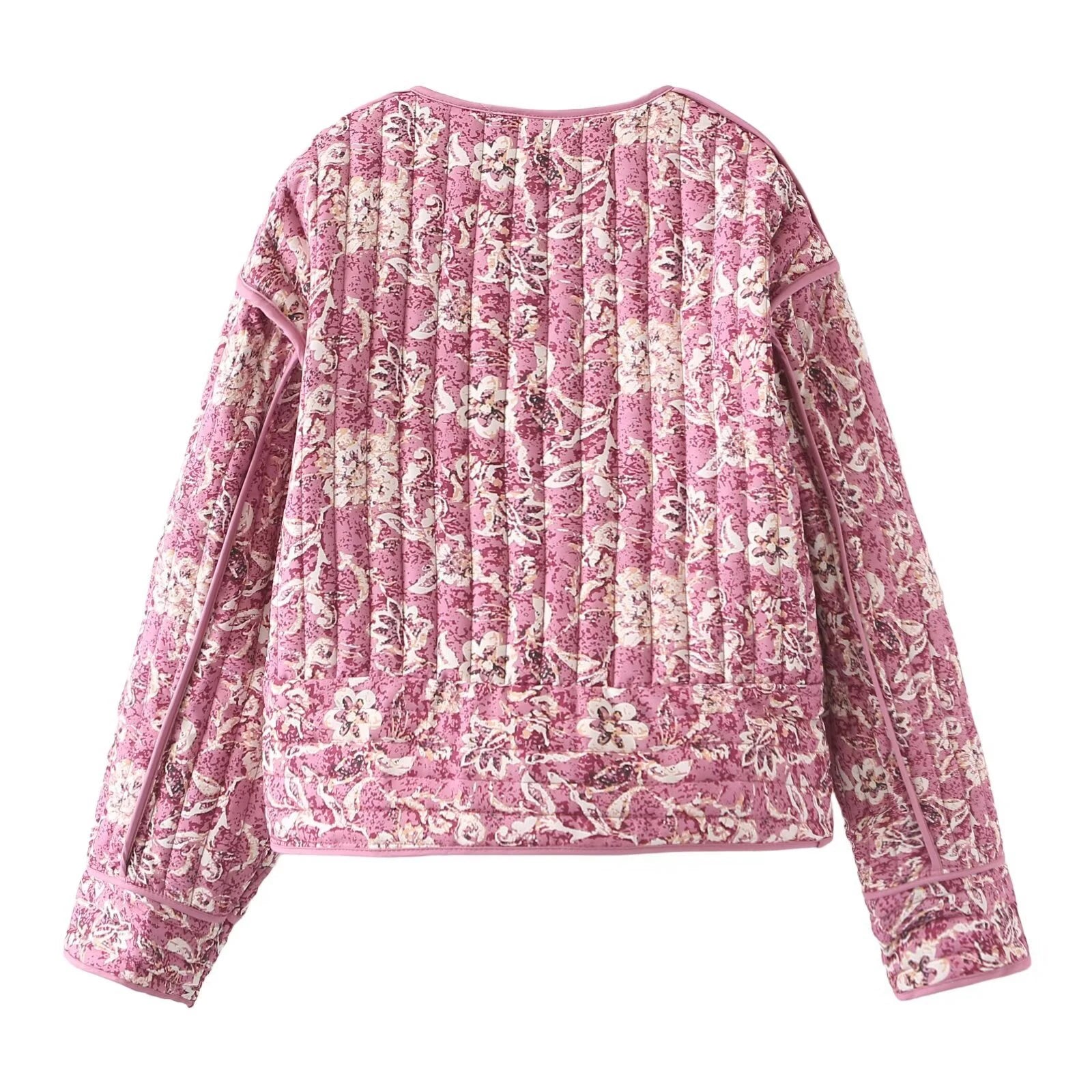 Damesjas Winter Gewatteerd Cropped met Bloemenprint 2
