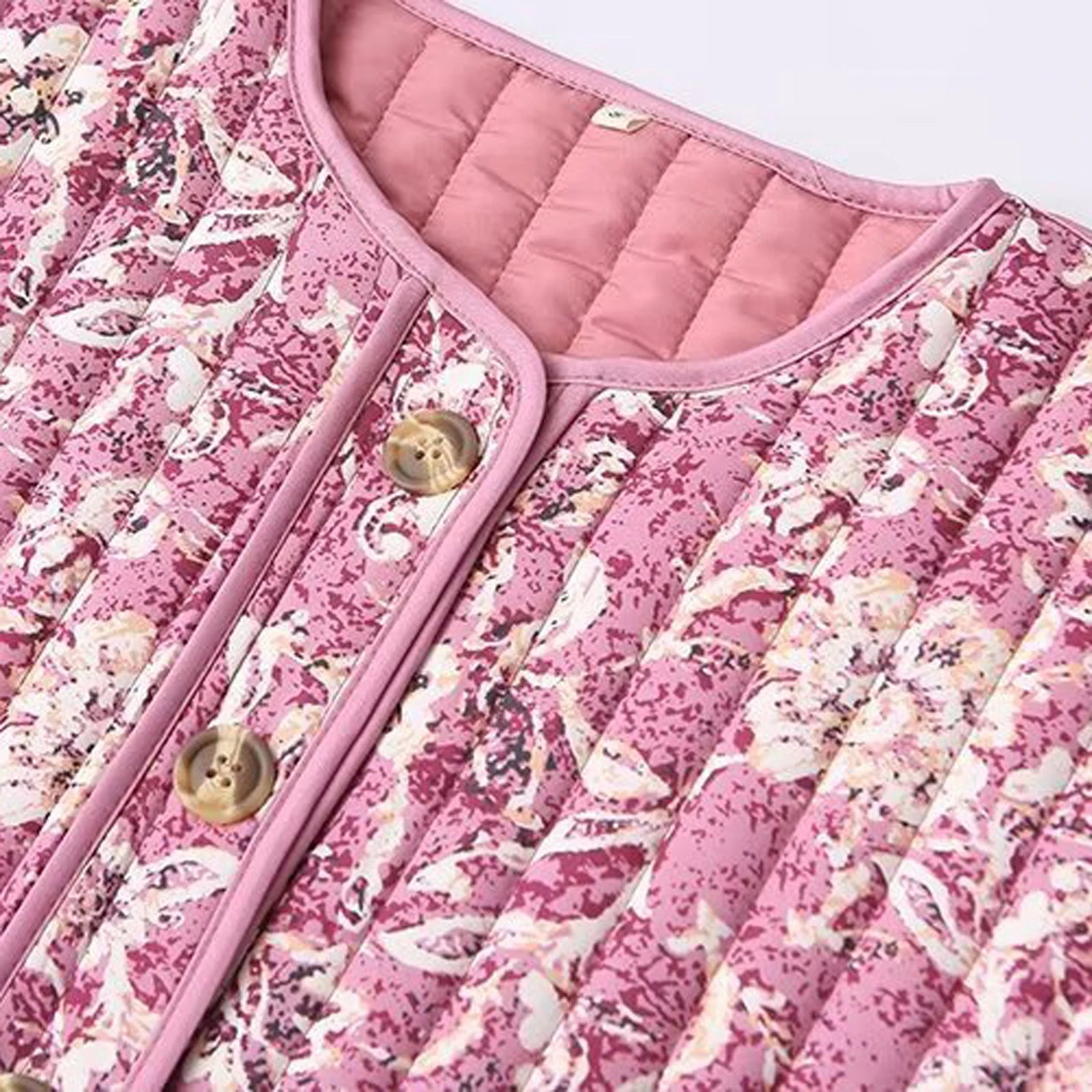 Damesjas Winter Gewatteerd Cropped met Bloemenprint 3