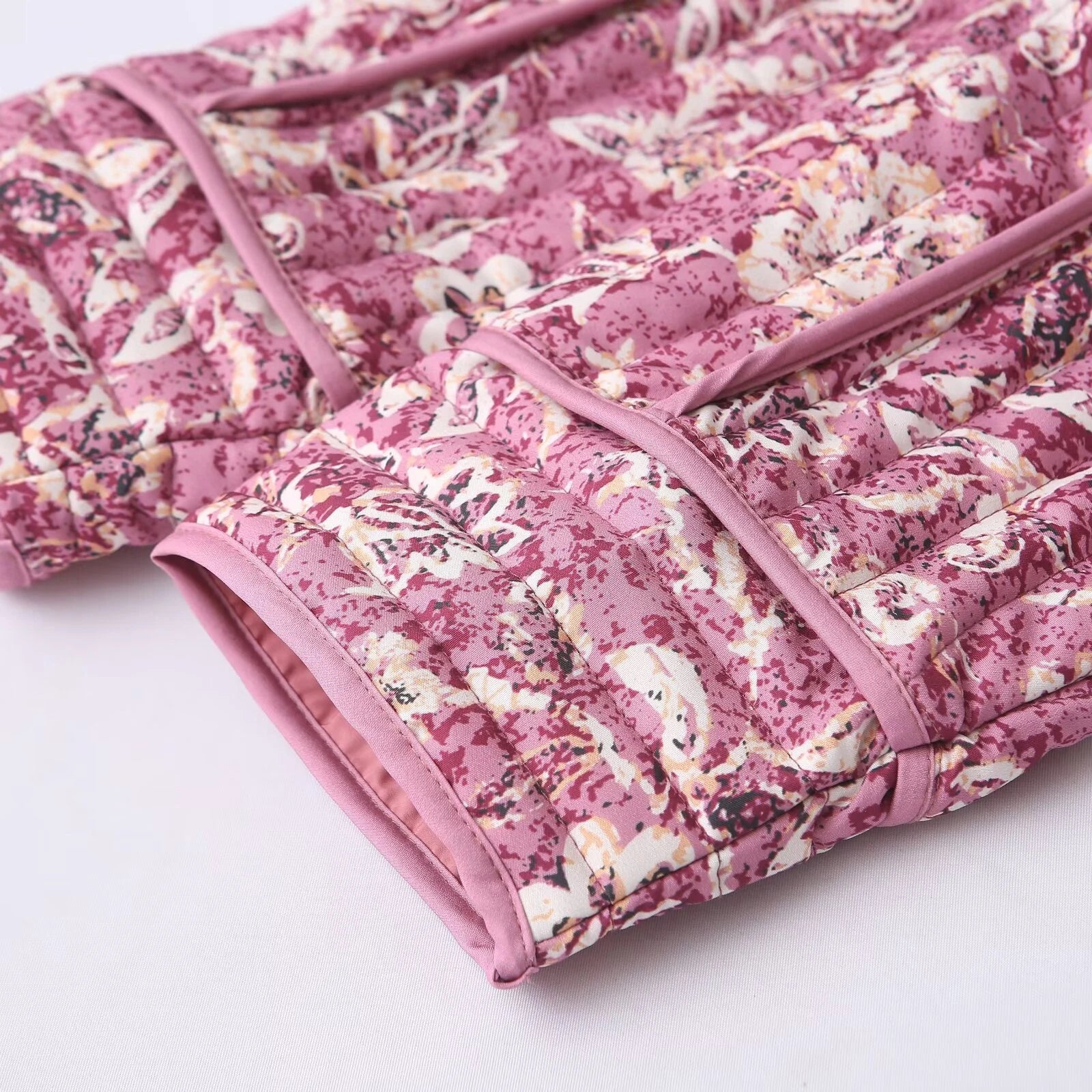 Damesjas Winter Gewatteerd Cropped met Bloemenprint 4