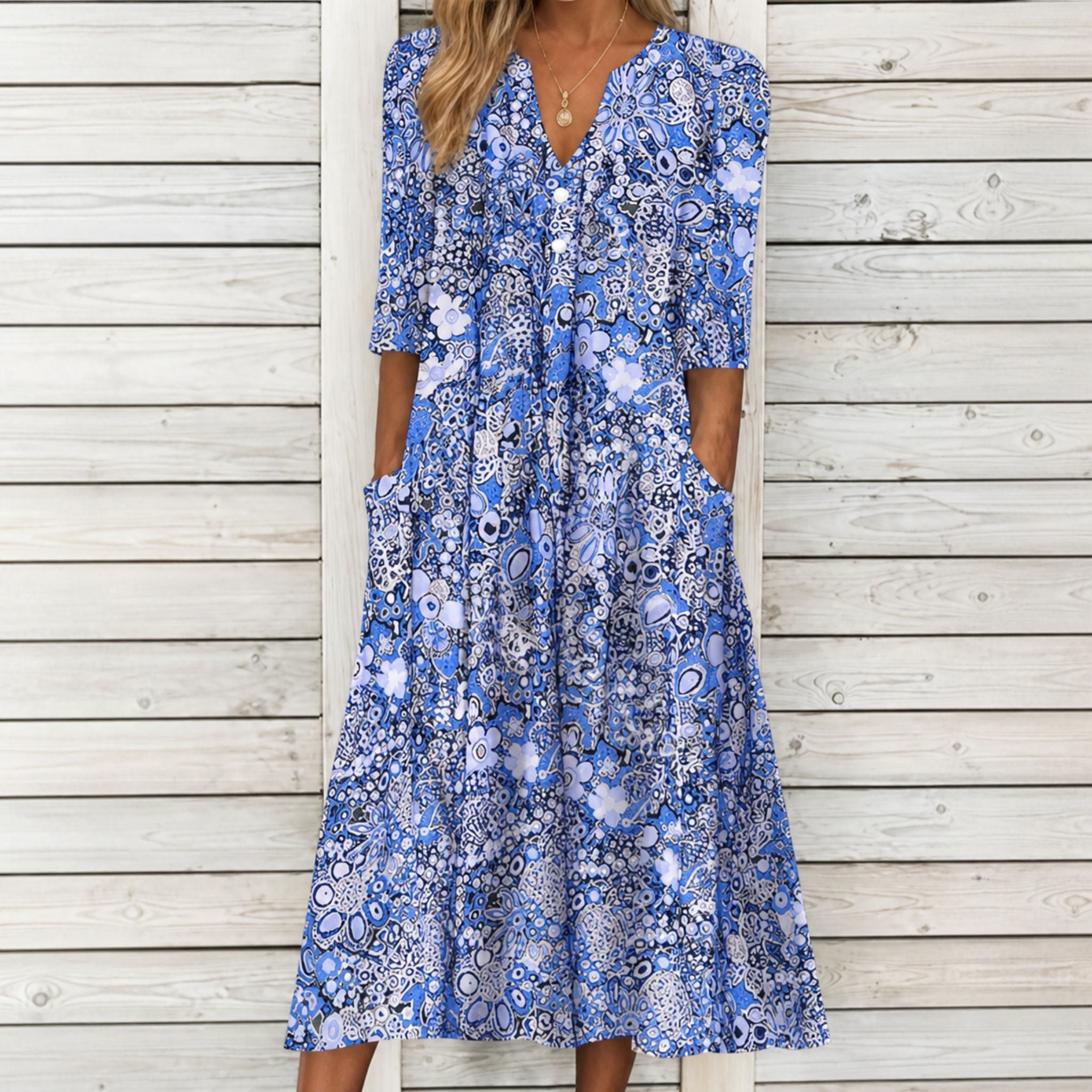 Damesjurk met bloemenprint, lichtgewicht, ideaal voor lente- en zomeractiviteiten. 1