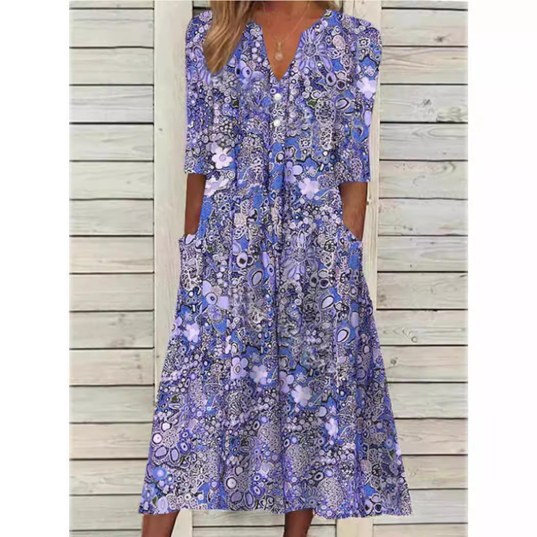 Damesjurk met bloemenprint, lichtgewicht, ideaal voor lente- en zomeractiviteiten