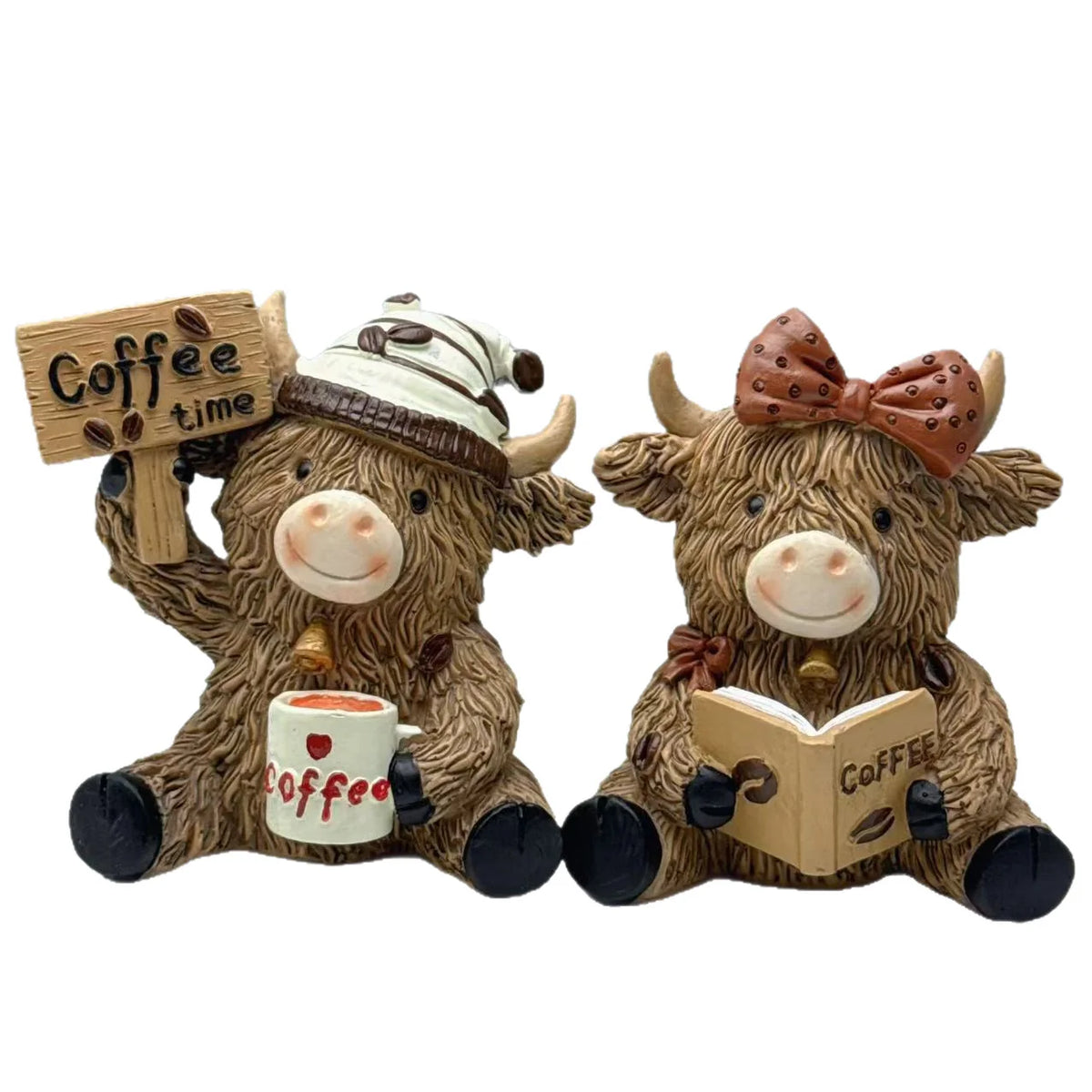 Decoratief Beeldje Schotse Hooglandrund met Koffie Thema 5