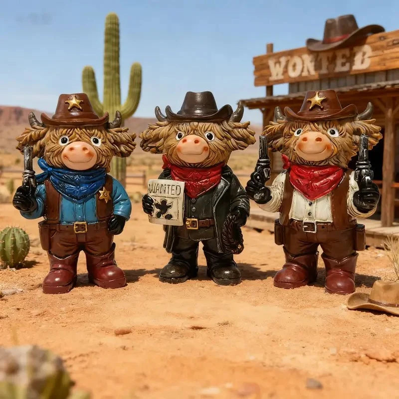 Decoratief Cowboyfiguur met Schotse Hooglandkoe Design 1