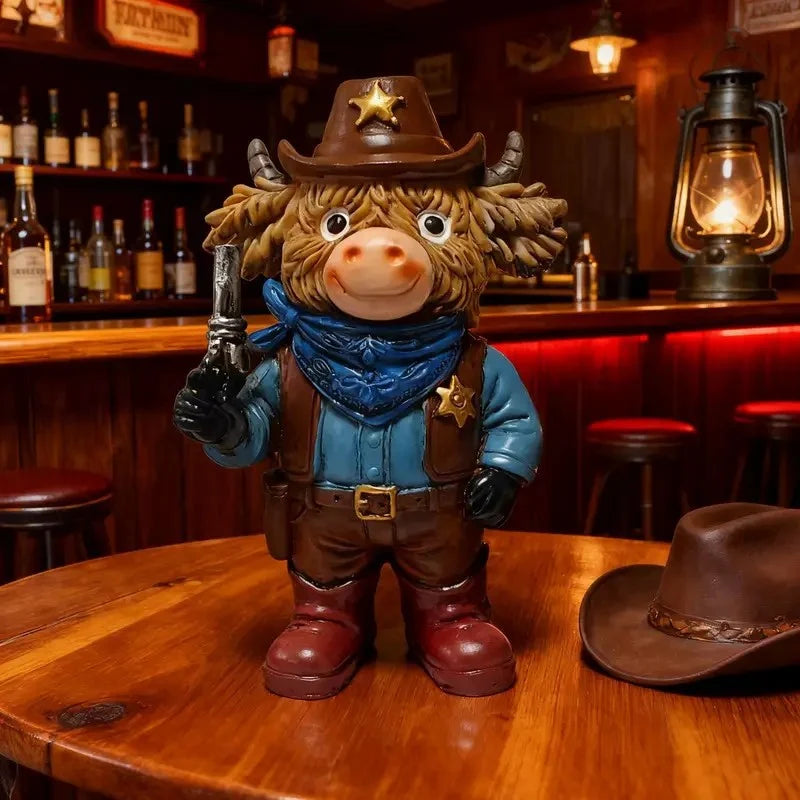 Decoratief Cowboyfiguur met Schotse Hooglandkoe Design 3