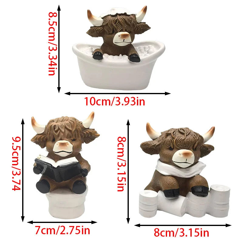 Decoratief Figuren Set Schotse Hooglandrunderen Speels Design 0