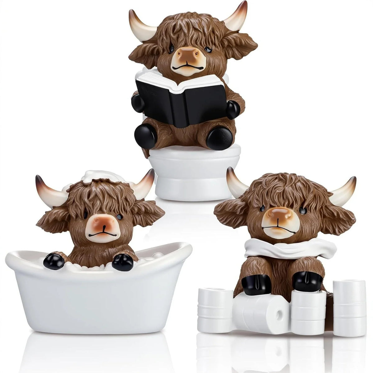 Decoratief Figuren Set Schotse Hooglandrunderen Speels Design 2