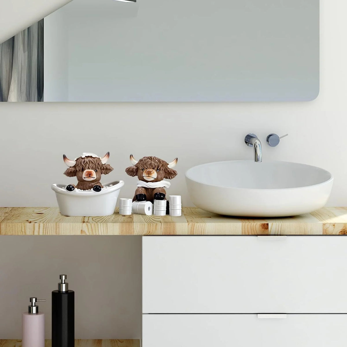 Decoratief Figuren Set Schotse Hooglandrunderen Speels Design 3