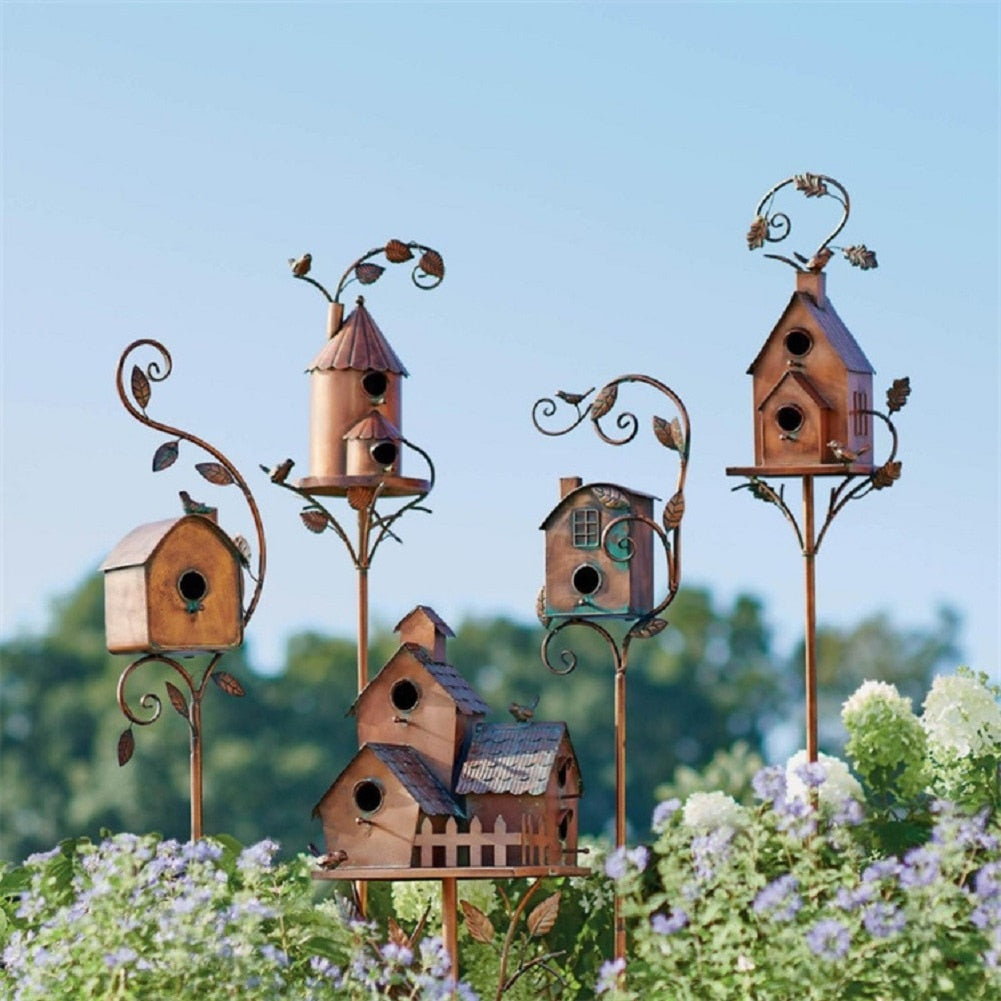Decoratief Vogelhuisje Handgemaakt voor de Tuin - Uniek Ornament voor Buitenruimte 0
