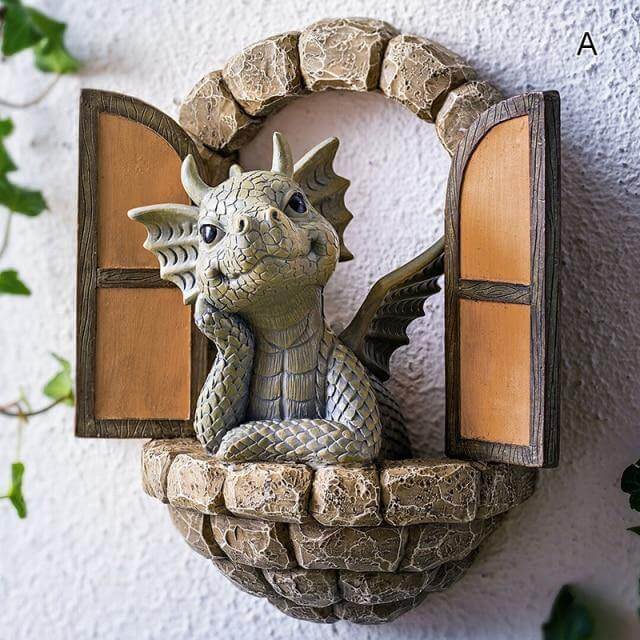 Decoratieve Dragon Muursculptuur voor Binnenplaats 0