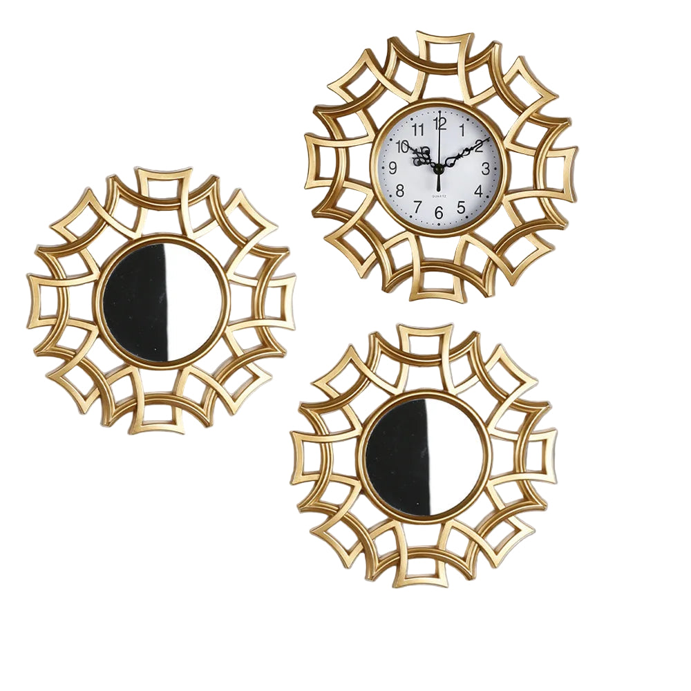 Decoratieve Klok en Spiegel Set Vintage Stijl 0