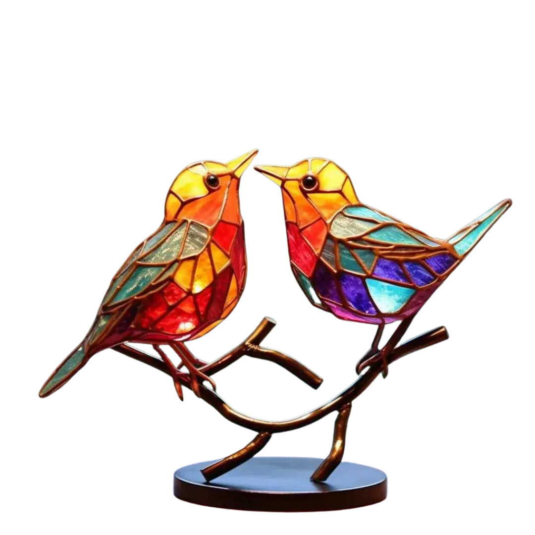 Decoratieve Sculptuur van Kleurrijke Vogels op Takken Modern 1