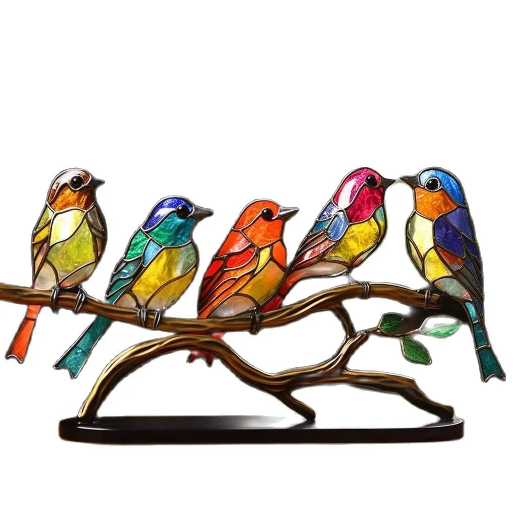 Decoratieve Sculptuur van Kleurrijke Vogels op Takken Modern 4