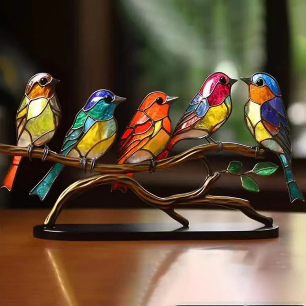 Decoratieve Sculptuur van Kleurrijke Vogels op Takken Modern 7