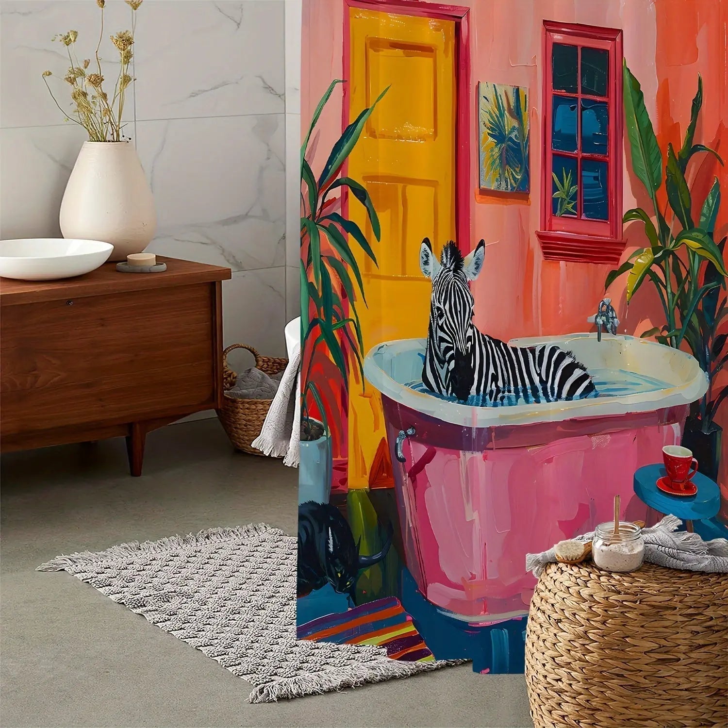 Douchegordijn Tropisch Zebra Stijlvol 1