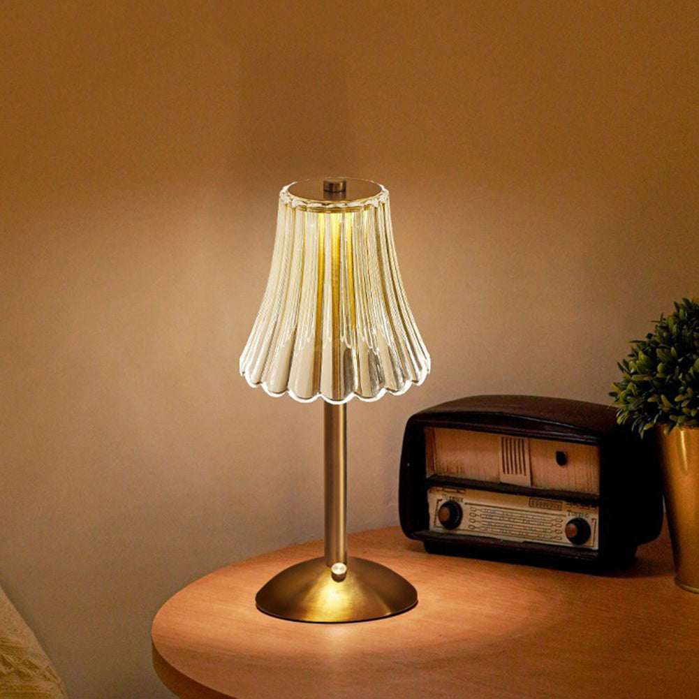 Draadloze Tafellamp Met Gouden Kristallen En Dimbare LED-Verlichting 2