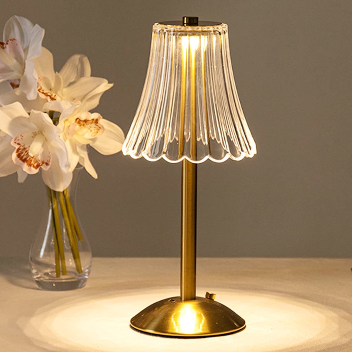 Draadloze Tafellamp Met Gouden Kristallen En Dimbare LED-Verlichting 4