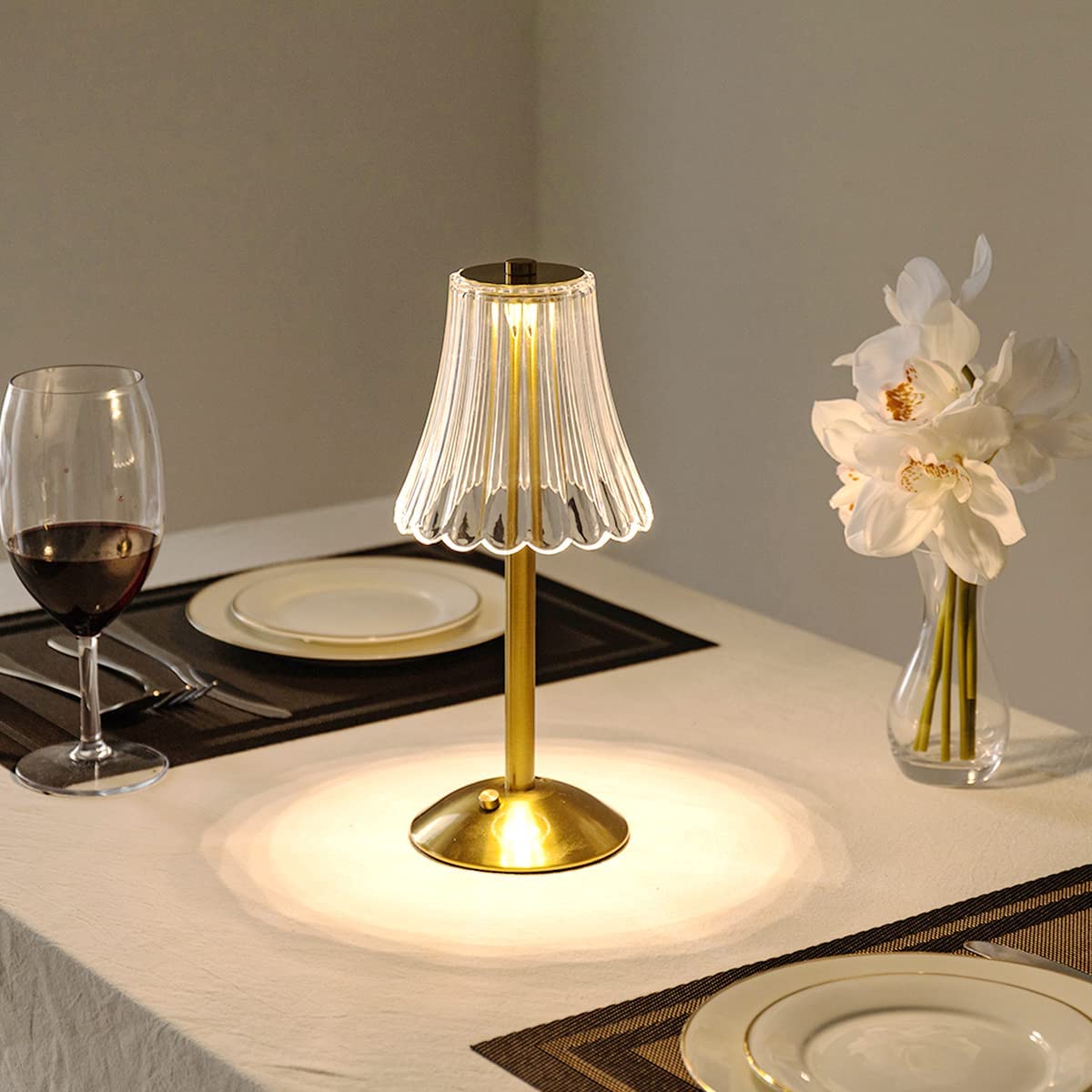 Draadloze Tafellamp Met Gouden Kristallen En Dimbare LED-Verlichting 5