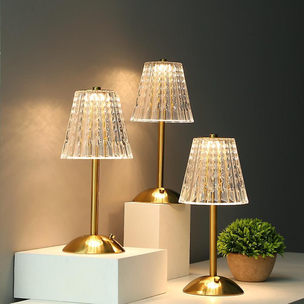 Draadloze Tafellamp Met Gouden Kristallen En Dimbare LED-Verlichting 8