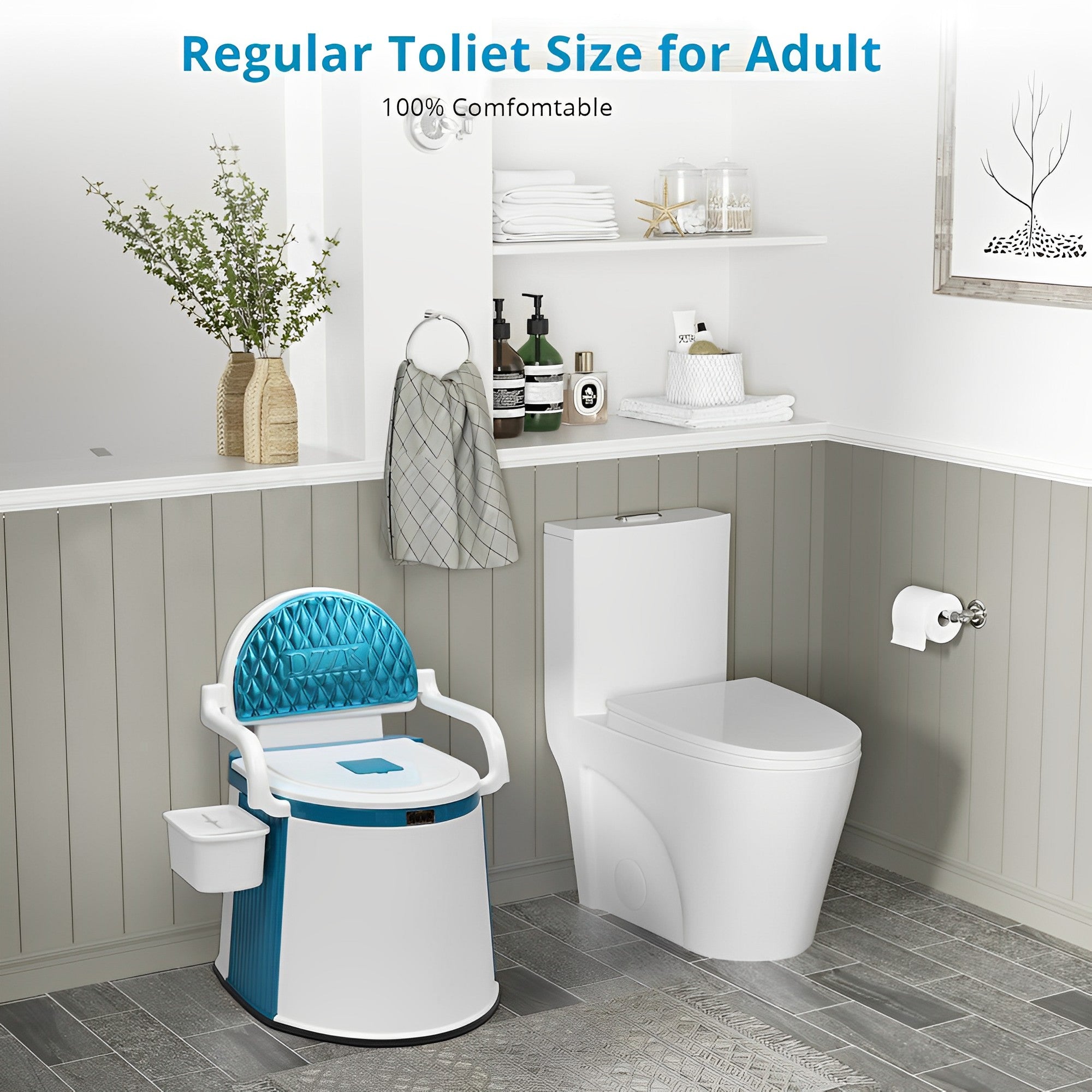 Draagbaar Toilet voor Volwassenen en Senioren - 5 Gallon Commode met Handgrepen 2