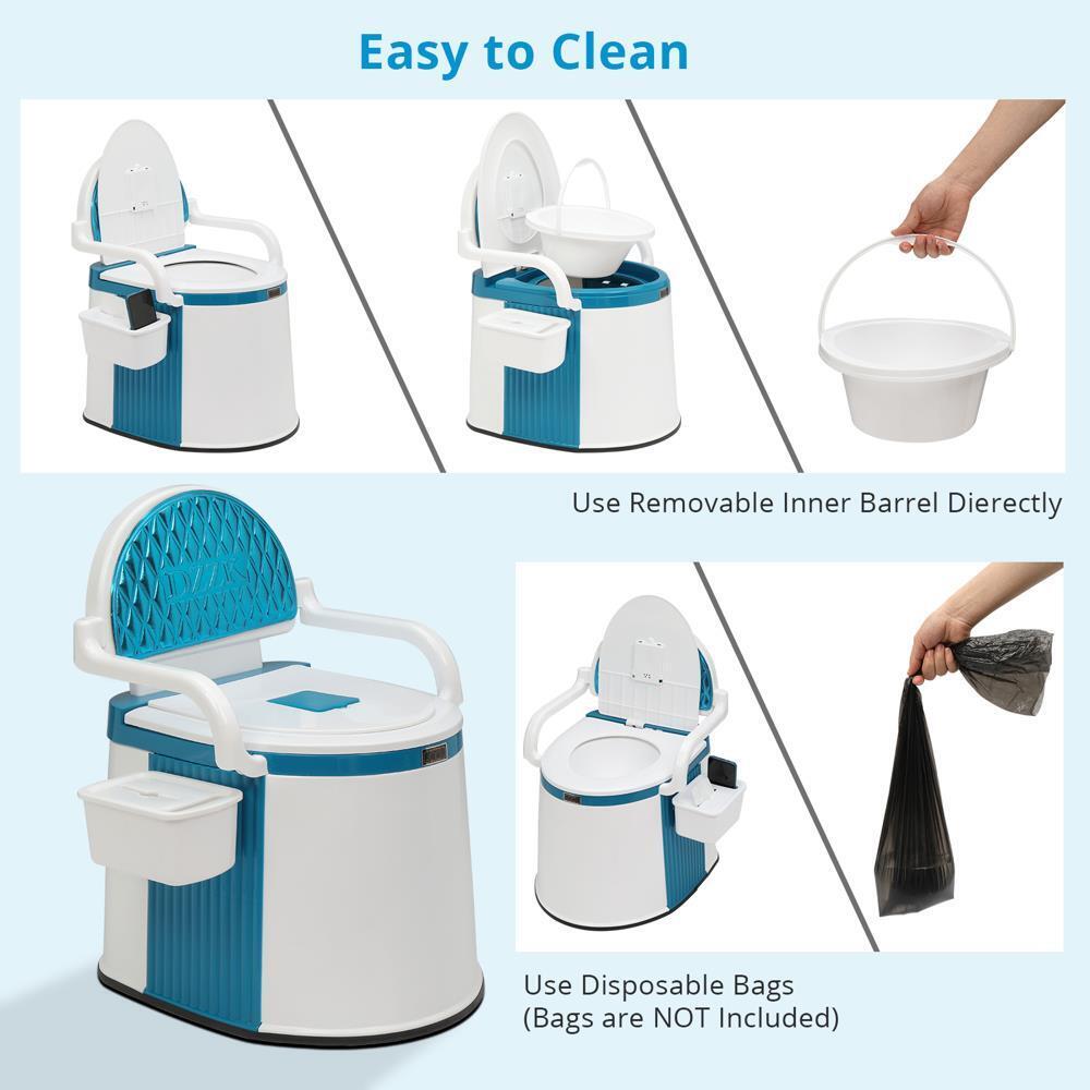 Draagbaar Toilet voor Volwassenen en Senioren - 5 Gallon Commode met Handgrepen 5