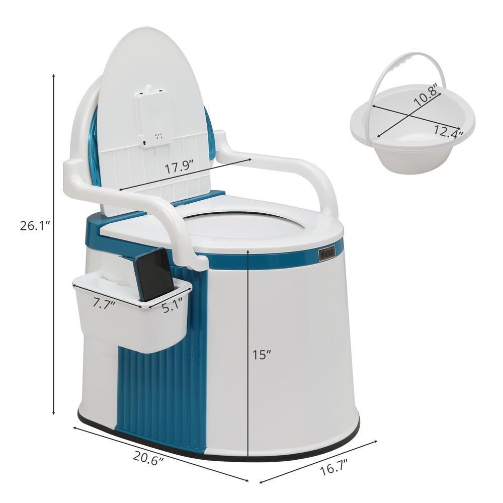 Draagbaar Toilet voor Volwassenen en Senioren - 5 Gallon Commode met Handgrepen 6