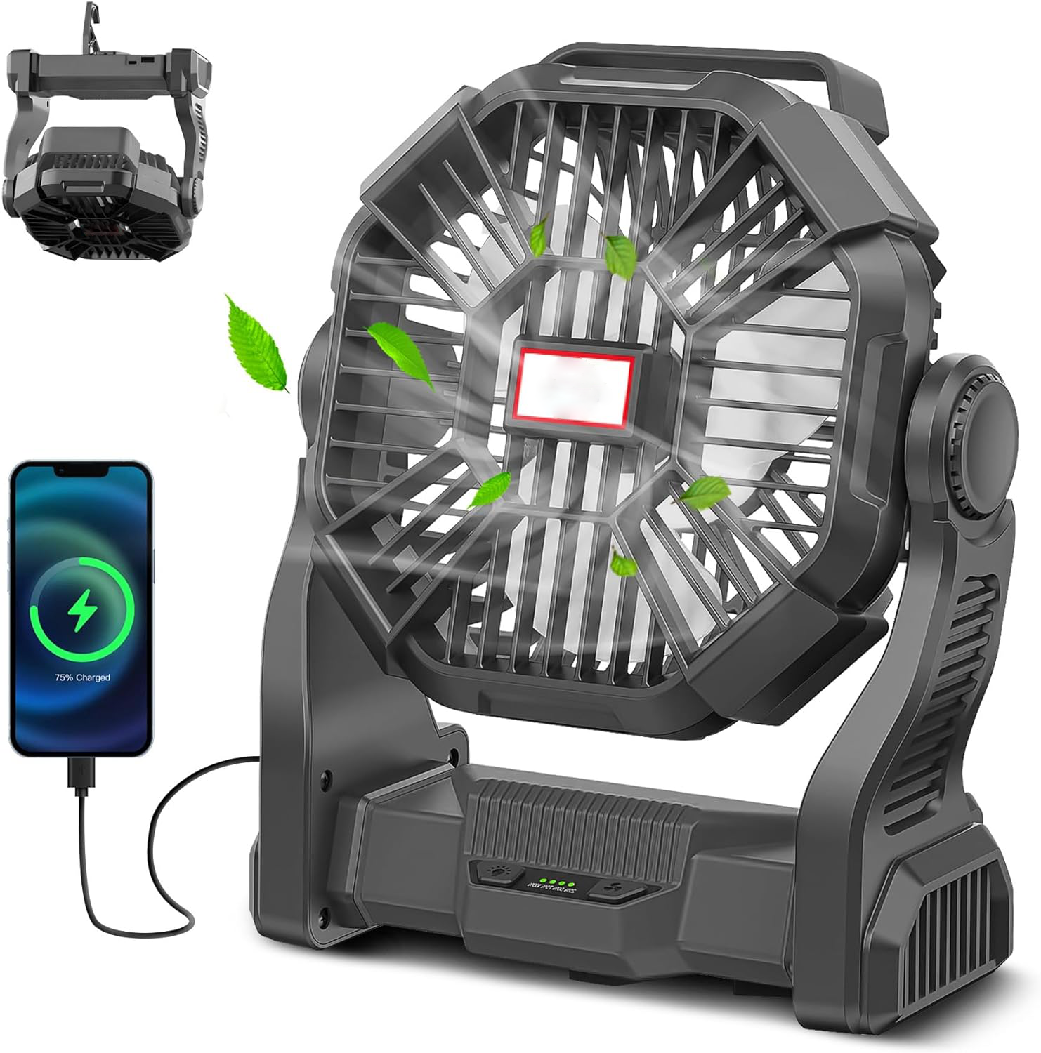 Draagbare Campingventilator met LED-Lantaarn voor Buitenactiviteiten 0