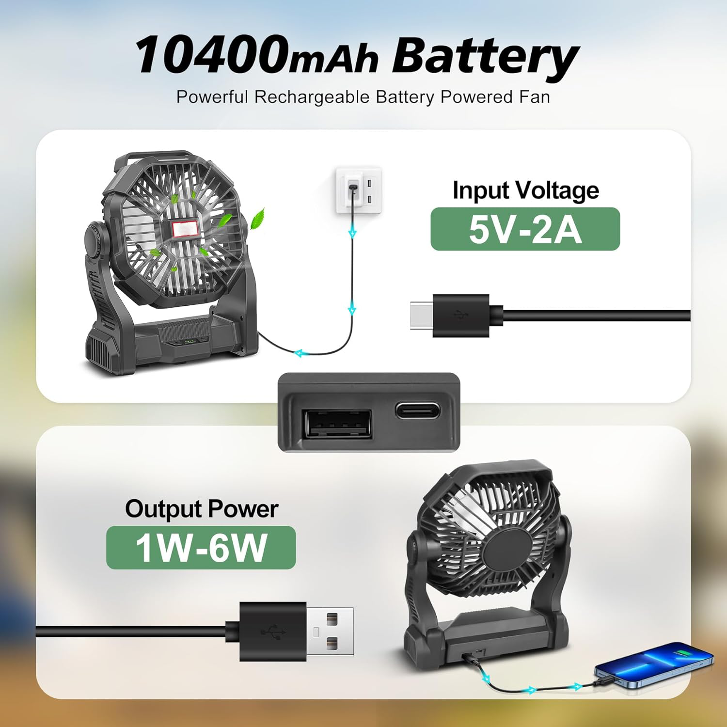 Draagbare Campingventilator met LED-Lantaarn voor Buitenactiviteiten 1