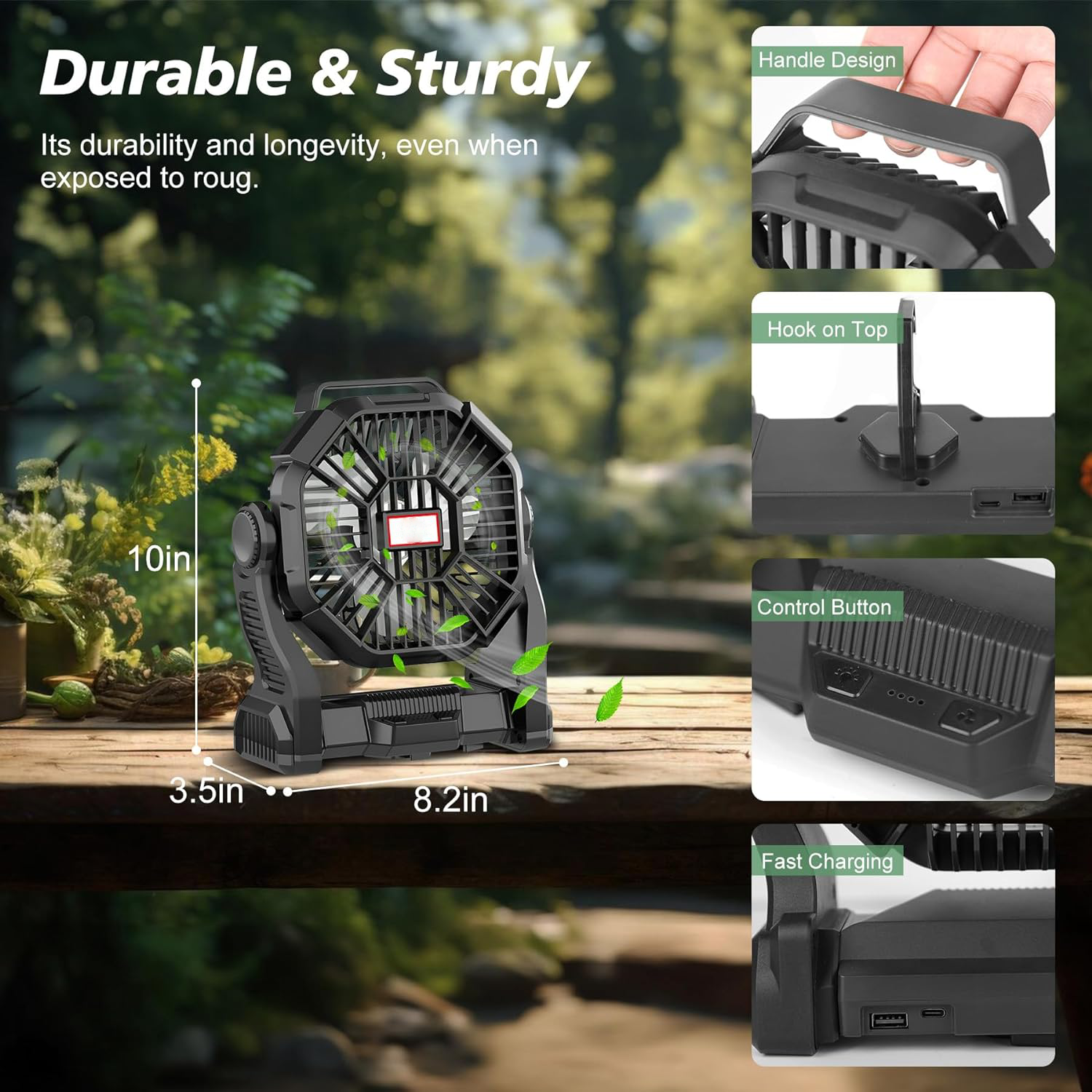Draagbare Campingventilator met LED-Lantaarn voor Buitenactiviteiten 3