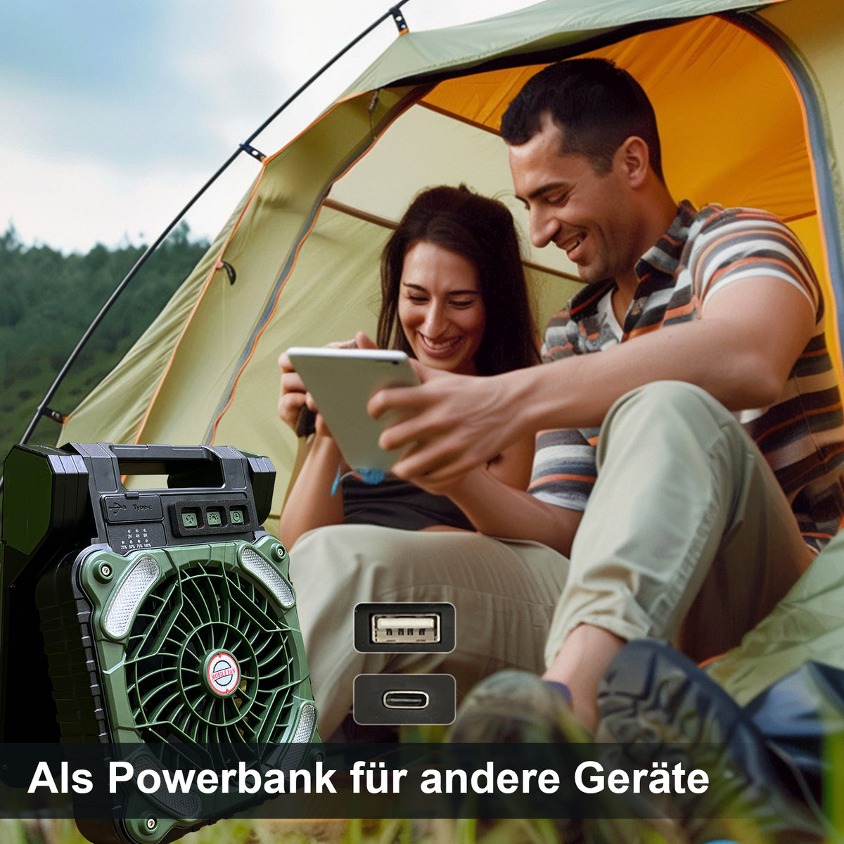 Draagbare Campingventilator met LED-verlichting 1