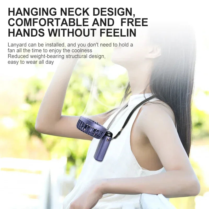 Draagbare Mini Ventilator Nekband Met 5 Snelheden USB Oplaadbaar 3