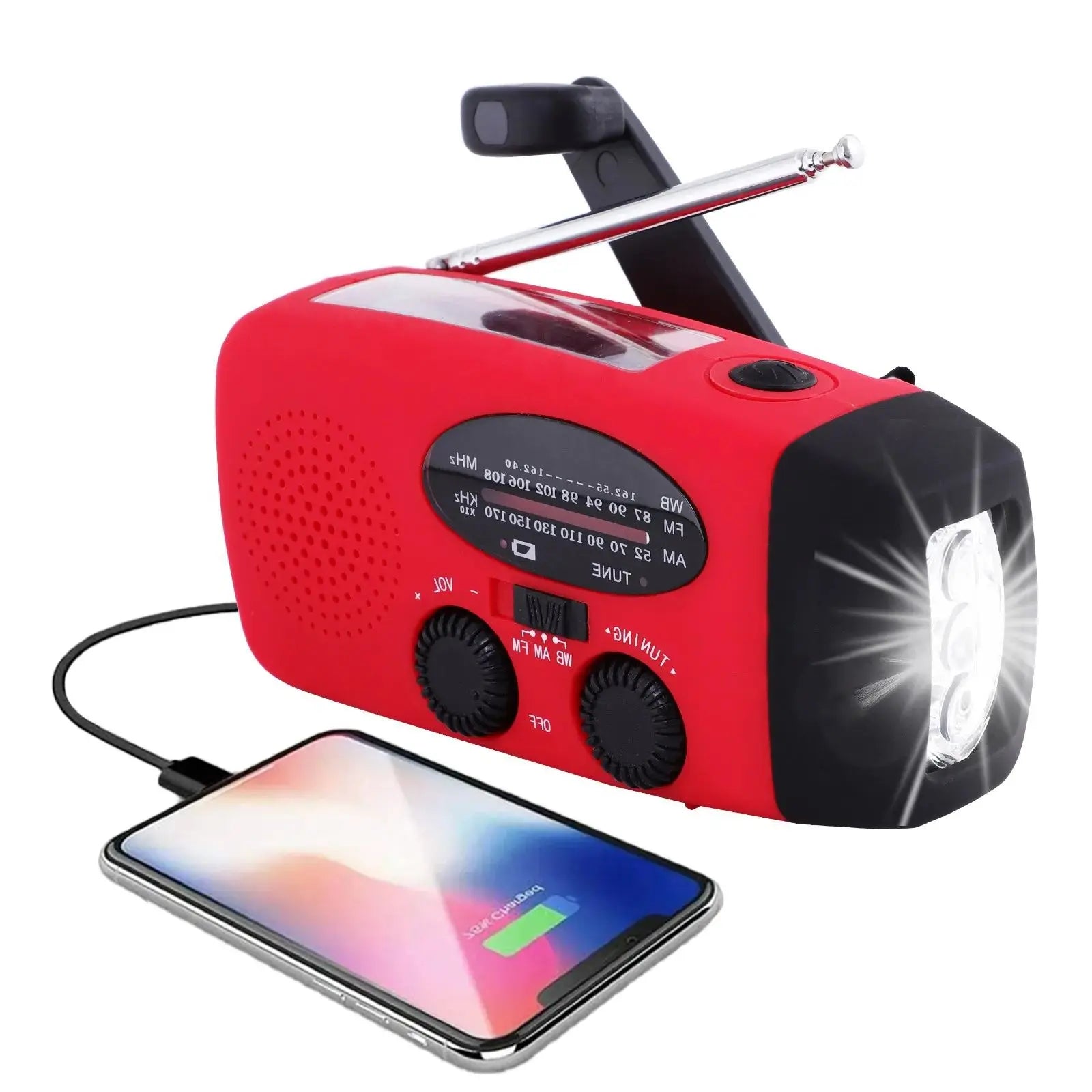 Draagbare Multifunctionele Noodradio met LED Zaklamp en Powerbank 0