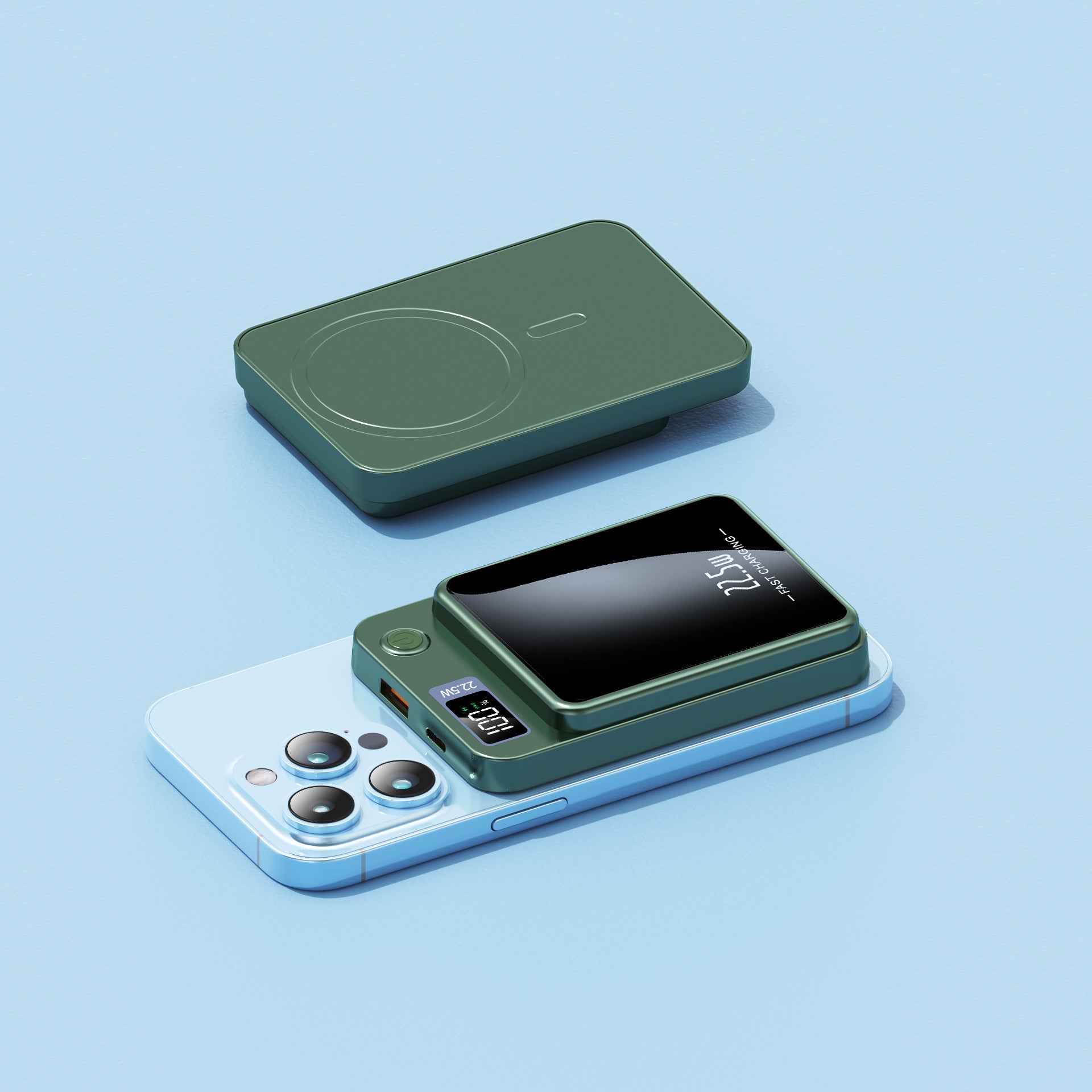 Draagbare Powerbank Snellaadfunctie met LED-display en Draadloos Opladen 0