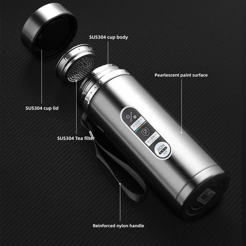 Draagbare Thermoskan met LED Temperatuurdisplay - Thermosfles 1 Liter voor Thee en Koffie 3