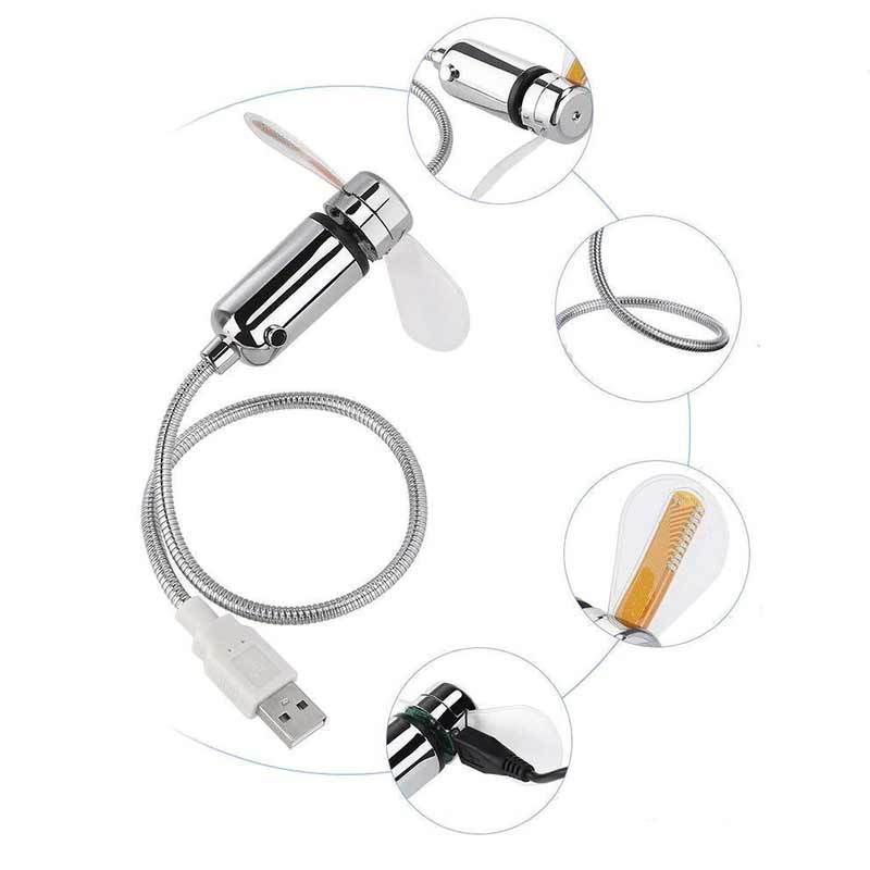 Draagbare USB Ventilator met LED Berichtenfunctie Flexibele Zwanenhals 6
