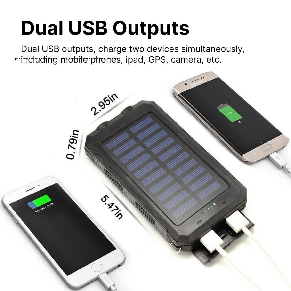 Draagbare Zonne-energiebank met Dubbele USB-poorten en LED-zaklamp voor Avontuurlijke Reizen 3