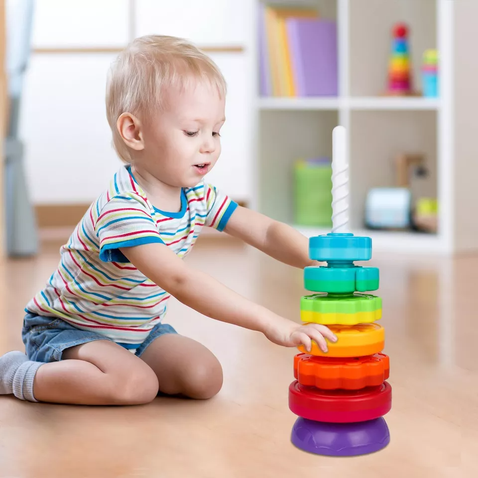 Draaitoren Speelgoed voor Kinderen met Kleurrijke Schijven 1