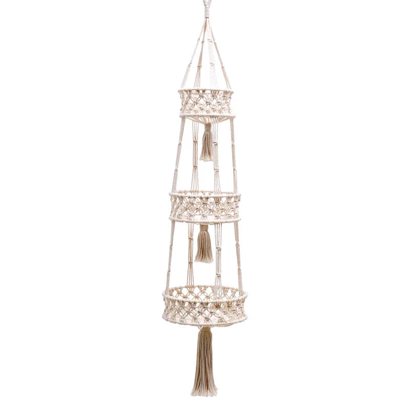 Drielaagse Macramé Plantenhouder Hangend 0