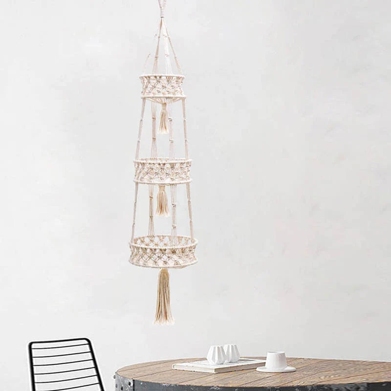 Drielaagse Macramé Plantenhouder Hangend 2