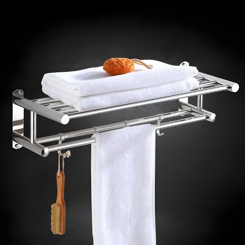 Dubbel Handdoekenrek Modern Voor Badkamer Met Extra Haken 4