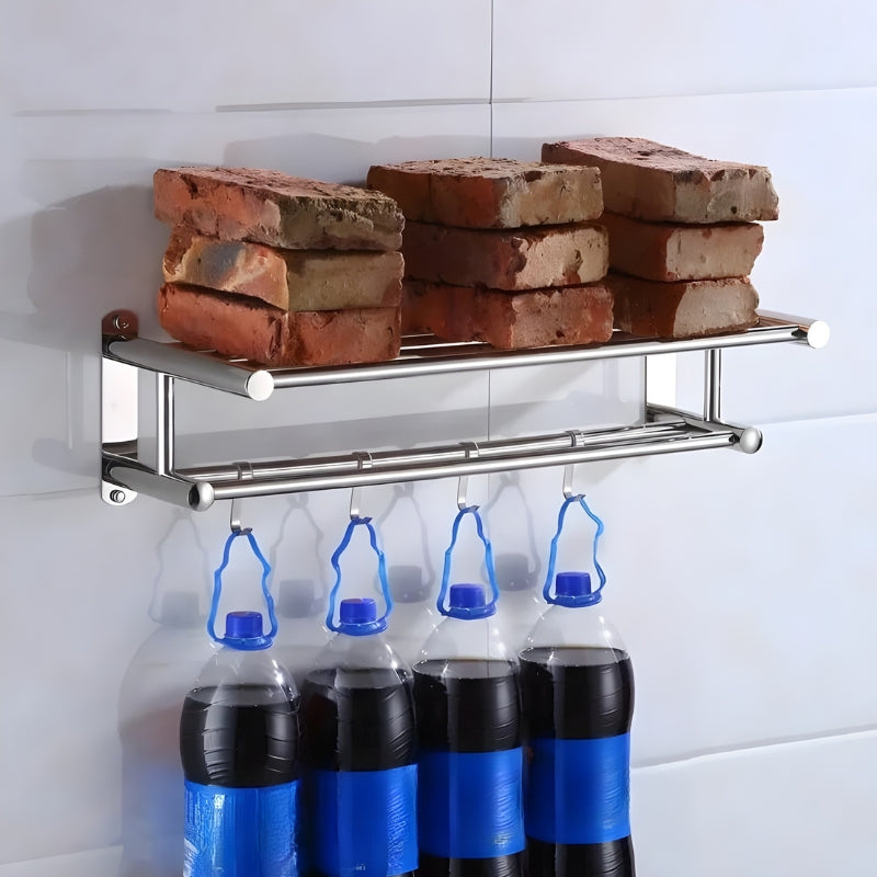 Dubbel Handdoekenrek Modern Voor Badkamer Met Extra Haken 5