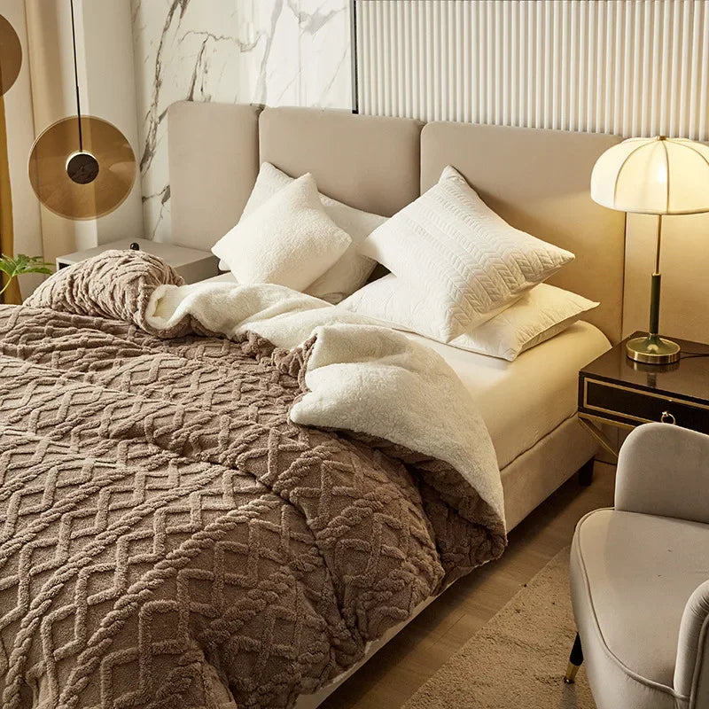 Dubbelzijdig Dekbedovertrek 240x220 Luxe Met Pluche En Gladde Afwerking 6