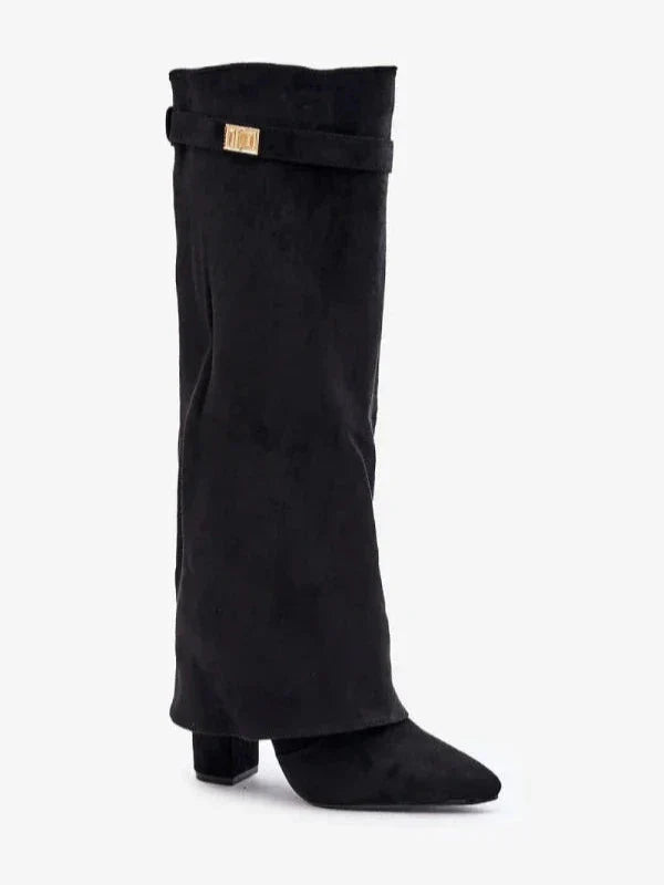 Elegante dameslaarsjes met blokhak van PU-leer 1