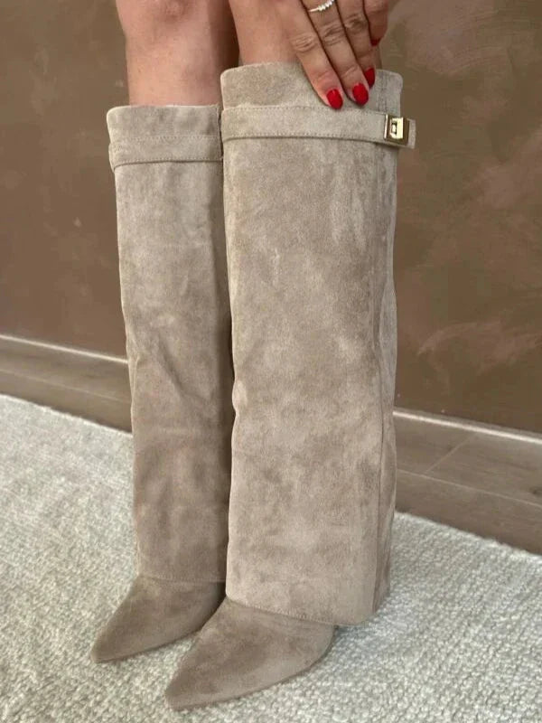 Elegante dameslaarsjes met blokhak van PU-leer 7