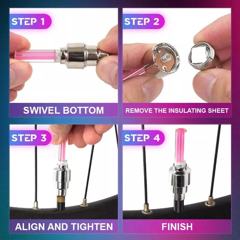 Fietsventielverlichting LED voor Nachtelijke Rit 6