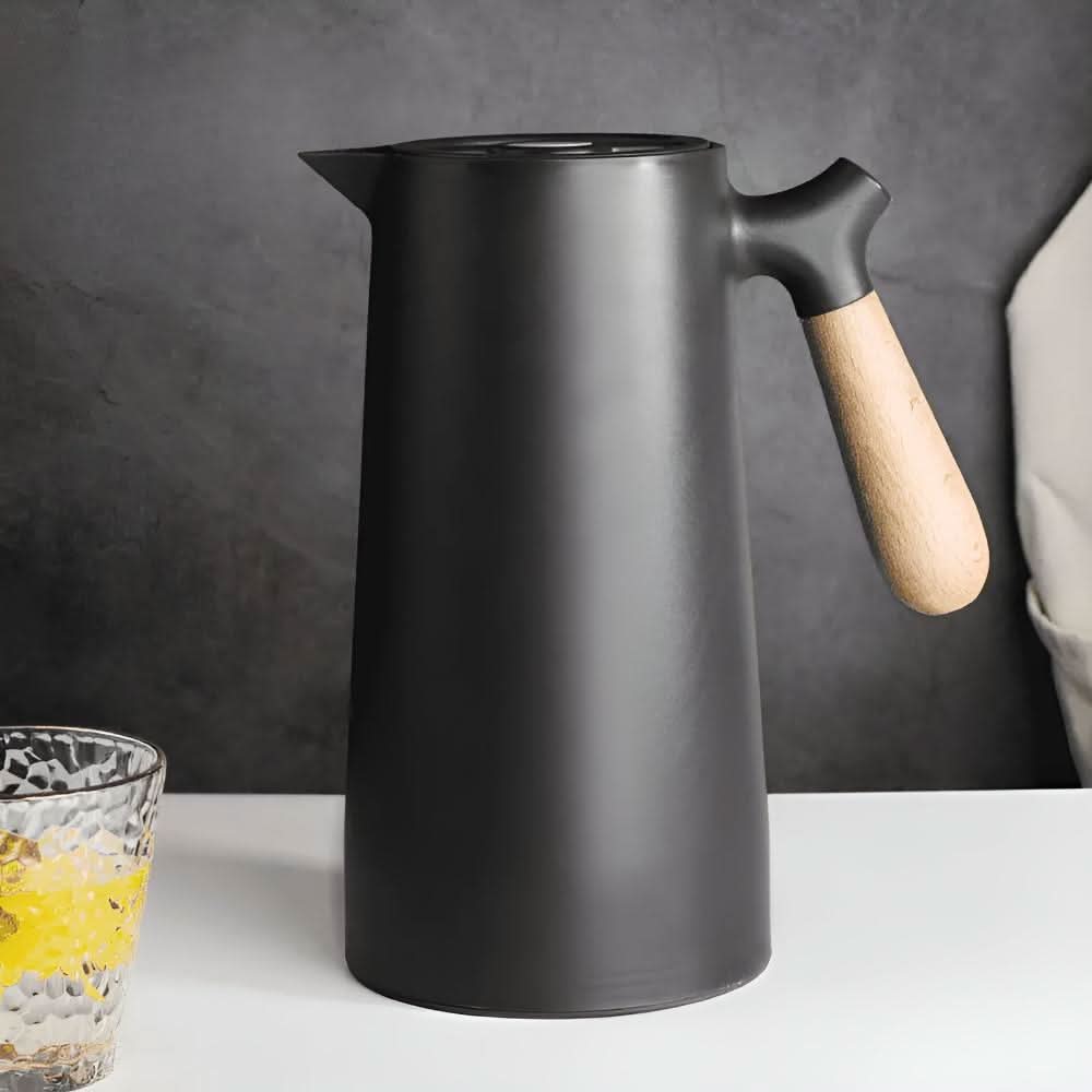 Glazen Karaf met Houten Handvat Dubbelwandig voor Stijlvol Drinken 12