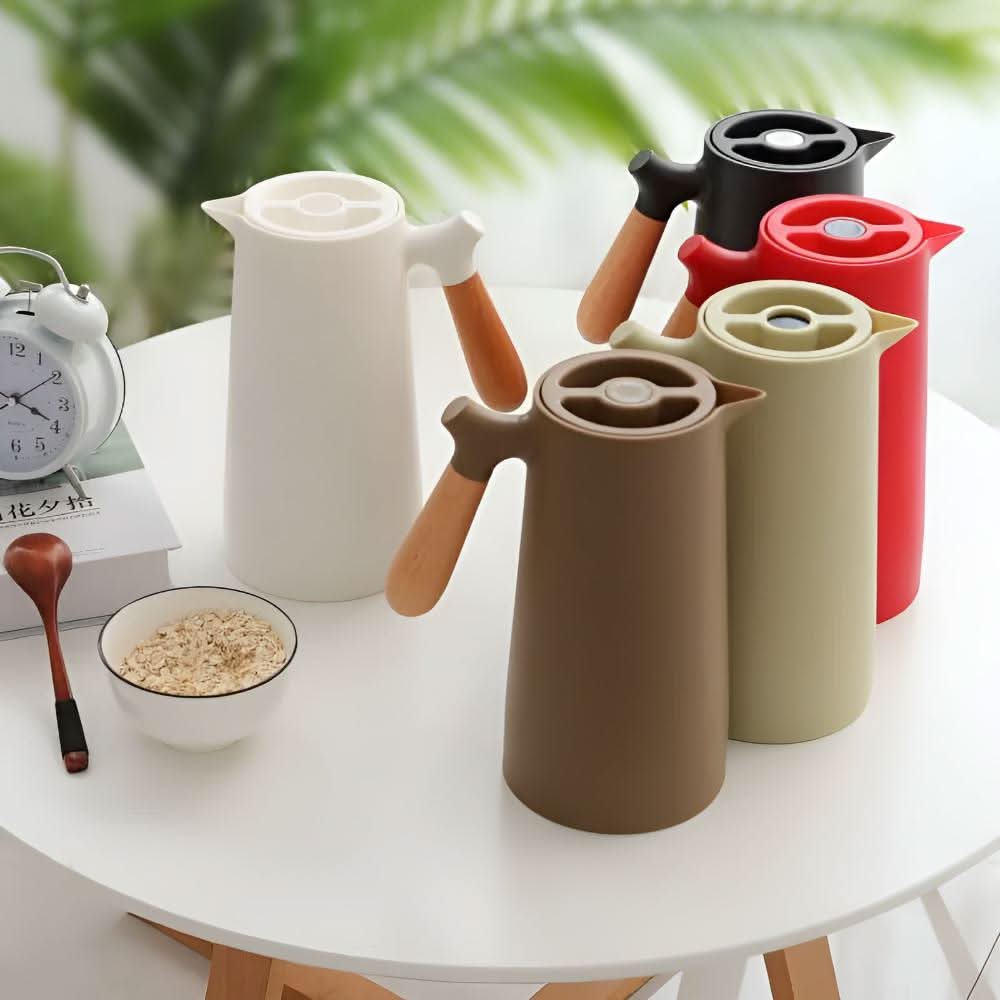 Glazen Karaf met Houten Handvat Dubbelwandig voor Stijlvol Drinken 5
