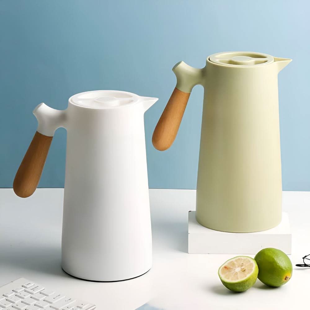 Glazen Karaf met Houten Handvat Dubbelwandig voor Stijlvol Drinken 7